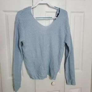 NWOT Baby blue knotted back sweater